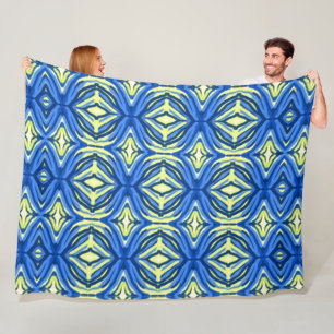 Couverture Polaire Kaleidoscope bleu et jaune
