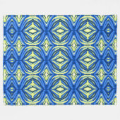 Couverture Polaire Kaleidoscope bleu et jaune (Devant (Horizontal))