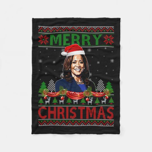 Couverture Polaire Kamala Harris Joyeux Noël Laid Sweat Usa Ele (Devant)