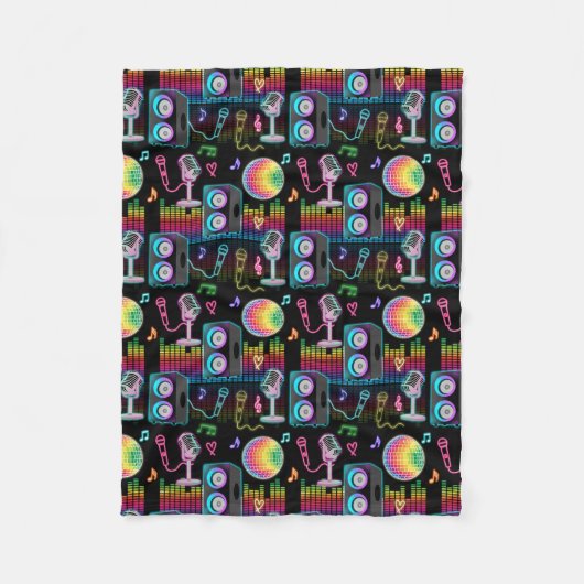 Couverture Polaire Karaoke Neon Glow Singing Music Party (Devant)