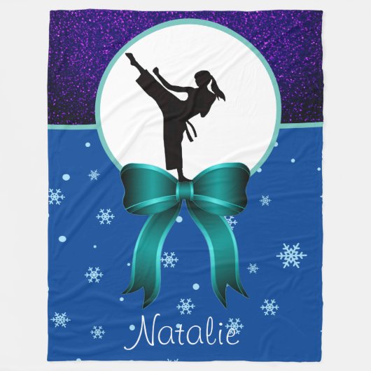Couverture Polaire Karate Girls Parties scintillant et Bow Snowflake (Devant)