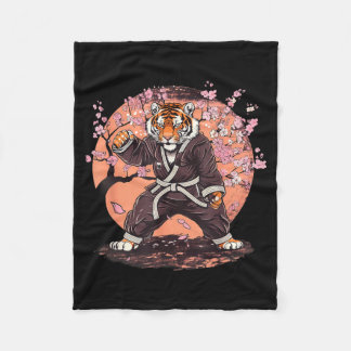 Couverture Polaire Karate Tigre Fleurs Sakura Taekwondo Jiu-Jitsu