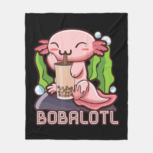 Couverture Polaire Kawaii Axolotl Cute Boba Tee Bubble Tea Anime Girl (Devant)