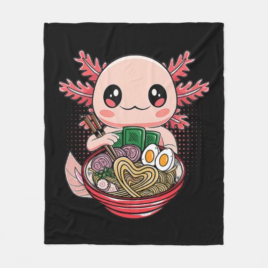 Couverture Polaire Kawaii Axolotl Manger Ramen nouilles Anime Gift Gi (Devant)