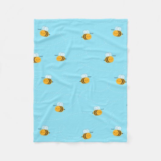 Couverture Polaire Kawaii Buzzy gaffent des abeilles (Devant)