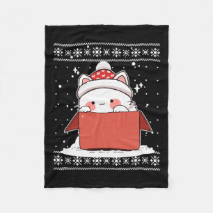 Couverture Polaire Kawaii Chat Dans Une Boîte Noël Mignonne Anime Ado