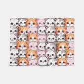 Couverture Polaire Kawaii Chat félin Kitten visage animal de compagni (Devant (Horizontal))