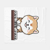 Couverture Polaire Kawaii Chien mignon Jouer Piano Clavier (Devant (Horizontal))