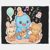 Couverture Polaire Kawaii Cute Party Collection - Dino & Friends (Devant (Horizontal))