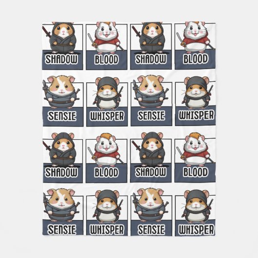 Couverture Polaire Kawaii Hamster Ninja Motif (Devant)