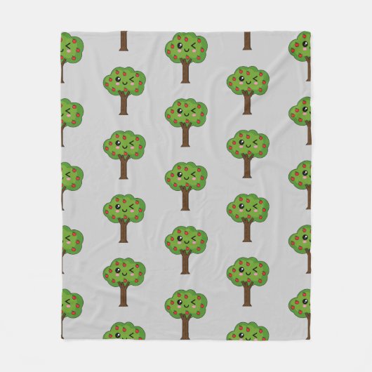Couverture Polaire Kawaii Joyeux Pommier À Voie (Devant)