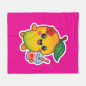 Couverture Polaire Kawaii Mango - Fruit d'amour avec Smoothi de coeur (Devant (Horizontal))