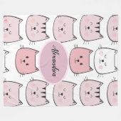 Couverture Polaire Kawaii Monogrammed Kitten Thème Fleece Blanche (Devant (Horizontal))