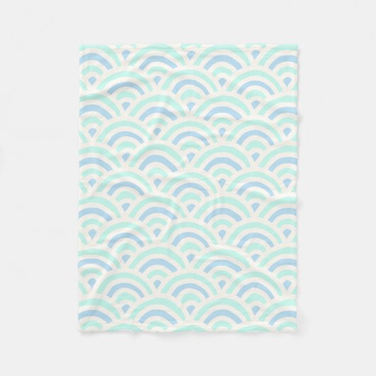 Couverture Polaire Kawaii Pastel Japanese Seigaiha Pattern (Devant)