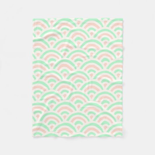 Couverture Polaire Kawaii Pastel Japanese Seigaiha Pattern (Devant)