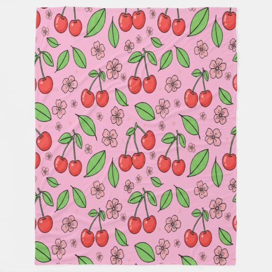 Couverture Polaire Kawaii Red Cherry Vibes Cute Girly Aesthetic (Devant)