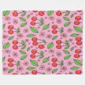 Couverture Polaire Kawaii Red Cherry Vibes Cute Girly Aesthetic (Devant (Horizontal))