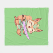 Couverture Polaire Kawaii Squirrel Samurai. (Devant (Horizontal))