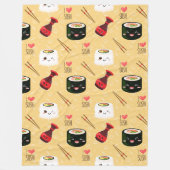 Couverture Polaire Kawaii Sushi Motif Jaune clair (Devant)