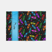 Couverture Polaire Kayaks noirs nommés personnalisés d'arc-en-ciel (Devant (Horizontal))