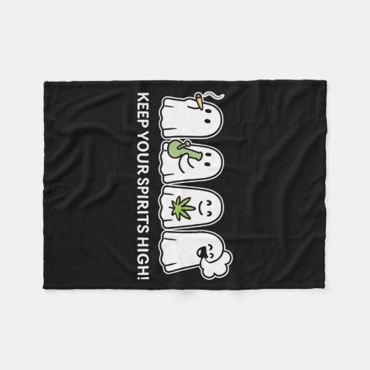 Couverture Polaire Keep Your Spirits High Ghost Smoking Weed Hallowee (Devant (Horizontal))