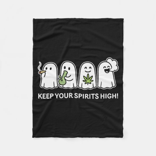 Couverture Polaire Keep Your Spirits High Ghost Smoking Weed Hallowee (Devant)
