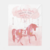 Couverture Polaire Keepsaké Baby Girl Blush Coral Birth Stat Unicorn (Devant)