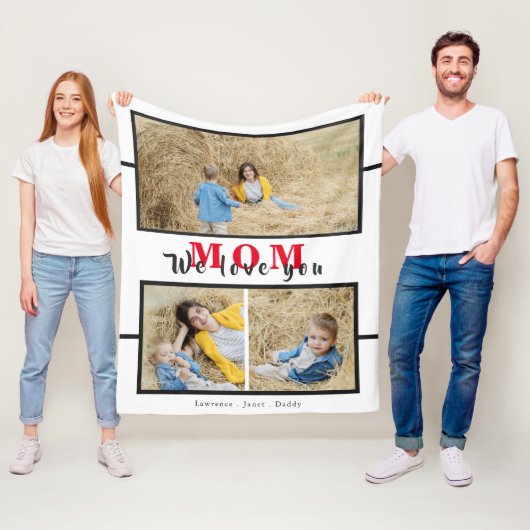 Couverture Polaire Keepsaké nous t'aimons Maman Grand-mère Photo Coll (En situation)