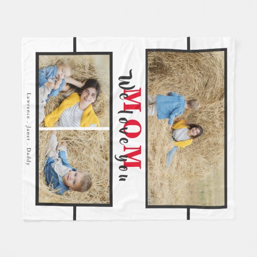 Couverture Polaire Keepsaké nous t'aimons Maman Grand-mère Photo Coll (Devant (Horizontal))