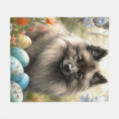 Couverture Polaire Keeshond avec oeufs de Pâques (Devant (Horizontal))