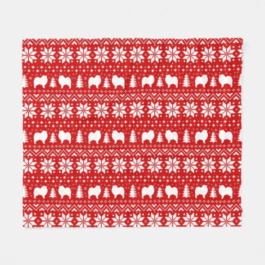 Couverture Polaire Keeshond Chien Silhouettes Festive Motif de Noël (Devant (Horizontal))