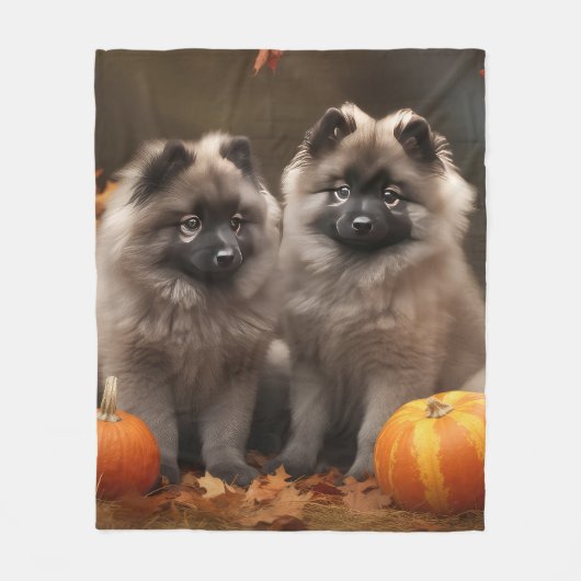 Couverture Polaire Keeshond Chiot Automne Citrouille délice (Devant)