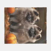 Couverture Polaire Keeshond Chiot Automne Citrouille délice (Devant (Horizontal))
