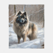 Couverture Polaire Keeshond Qu'Il Neige Noël (Devant)