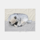 Couverture Polaire Keeshond Sleeping Puppy Peinture Chien Art origina (Devant (Horizontal))