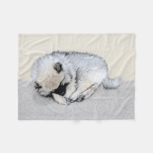 Couverture Polaire Keeshond Sleeping Puppy Peinture Chien Art origina (Devant (Horizontal))