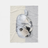 Couverture Polaire Keeshond Sleeping Puppy Peinture Chien Art origina (Devant)