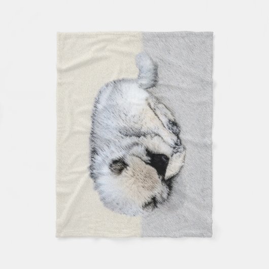 Couverture Polaire Keeshond Sleeping Puppy Peinture Chien Art origina (Devant)