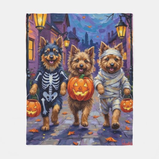 Couverture Polaire Keeshond Trick-or-Treating dans les costumes d'Hal (Devant)