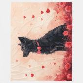 Couverture Polaire Kelpie australien avec des roses - Saint-Valentin (Devant)