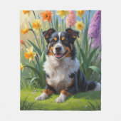Couverture Polaire Kelpie australienne Fleurs de printemps de chien P (Devant)