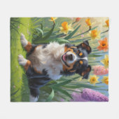 Couverture Polaire Kelpie australienne Fleurs de printemps de chien P (Devant (Horizontal))