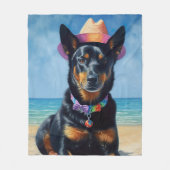Couverture Polaire Kelpie australienne sur la plage, cadeau d'été amo (Devant)