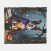 Couverture Polaire Kelpie Chien australien Peinture d'Halloween lunai (Devant (Horizontal))