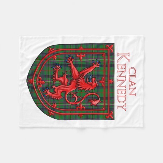 Couverture Polaire Kennedy Tartan Scottish Plaid Lion Rampant (Devant (Horizontal))