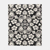 Couverture Polaire Keoni Hawaiian Monstera Feuille Damas noir (Devant)