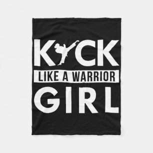 Couverture Polaire Kick Like A Warrior Girl Karate Taekwondo