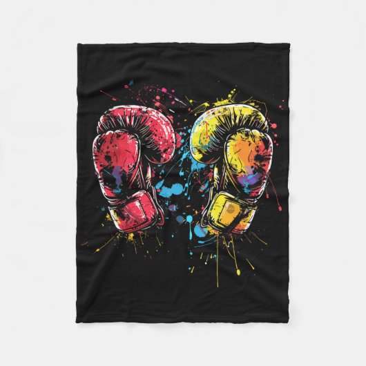 Couverture Polaire Kickboxing Gloves Splotch Martial Artist  (Devant)