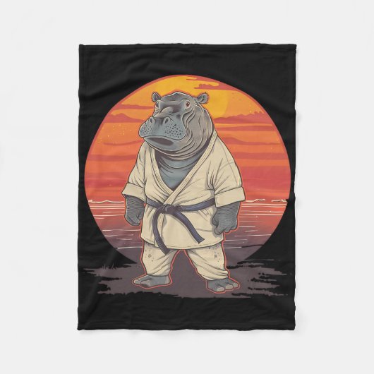 Couverture Polaire Kickboxing Hippo Martial Arts Karate Jiu-jitsu Mma (Devant)