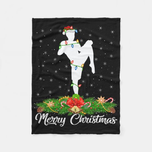 Couverture Polaire Kickboxing Lover Matching Santa Hat Kickboxing Chr (Devant)